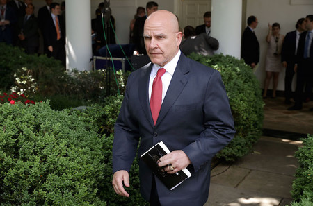 White House National Security Advisor H.R. McMaster walks into the Rose Garden at the White House on June 1, 2017.