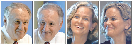 Democratic candidates for county executive at The Jewish Star offices: George Maragos and Laura Curran.