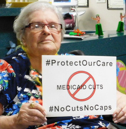Residents of the Gurwin Jewish Nursing &amp; Rehabilitation Center in Commack participated in a #NoCutsNoCaps social media campaign.