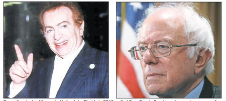 Comedian Jackie Mason, in Hallandale, Florida in 2016, called Sen. Bernie Sanders, shown at a news conference in Washington in 2016, a self-hating Jew.