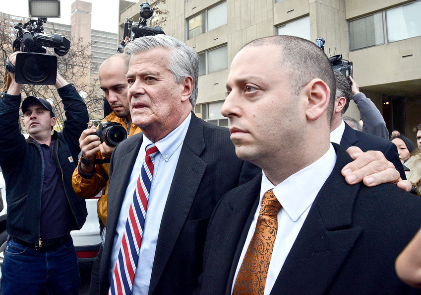 Former state Senate Majority Leader Dean Skelos and his son, Adam, leaving court in 2015.