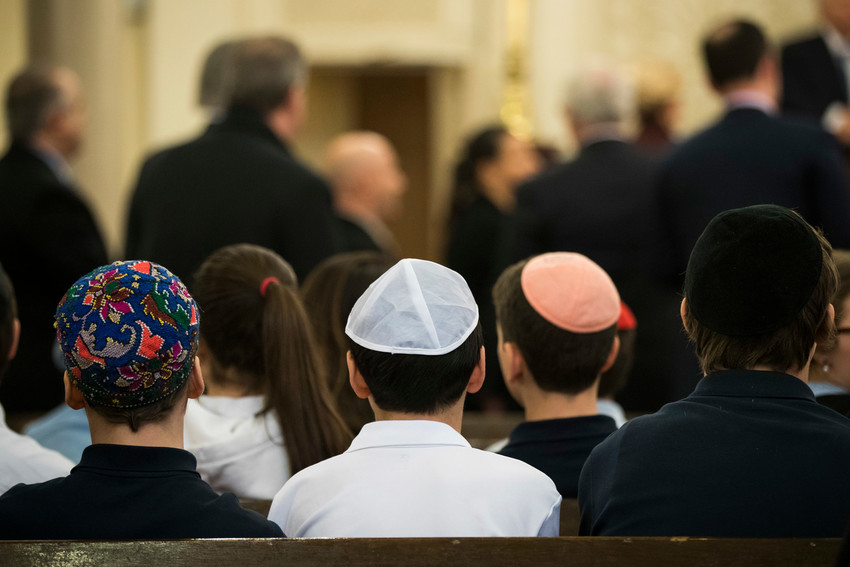 Children at the Park East Synagogue, a Modern Orthodox congregation in Manhattan.