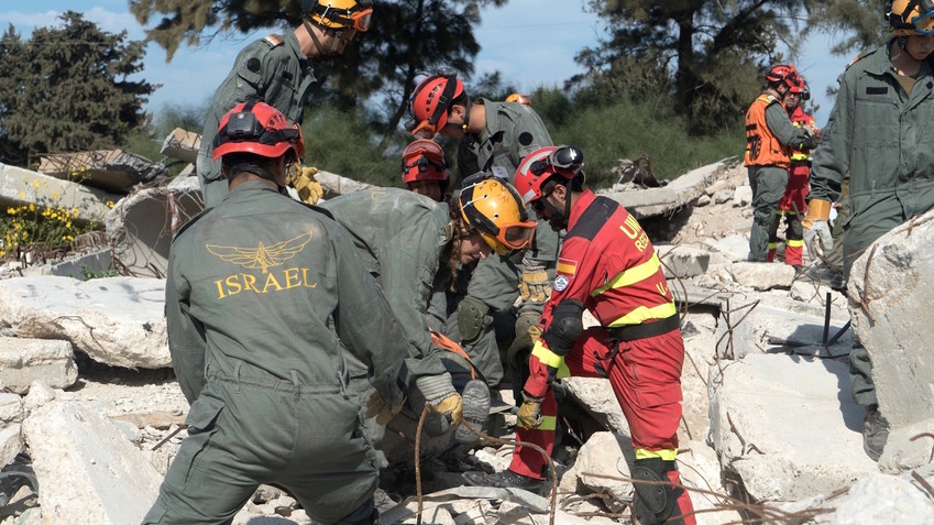 Emergency exercise in southern Israel involving rescue forces from Israel, the Palestinian Authority, Jordan and Spain.