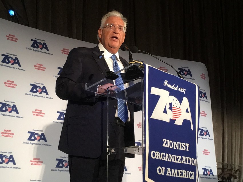 U.S. Ambassador to Israel David Friedman, a resident of the Five Towns community of Woodsburgh, addresses the ZOA gala.