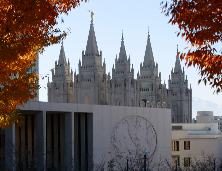 Salt Lake Temple and the world headquarters of the Mormon church in Salt Lake City.