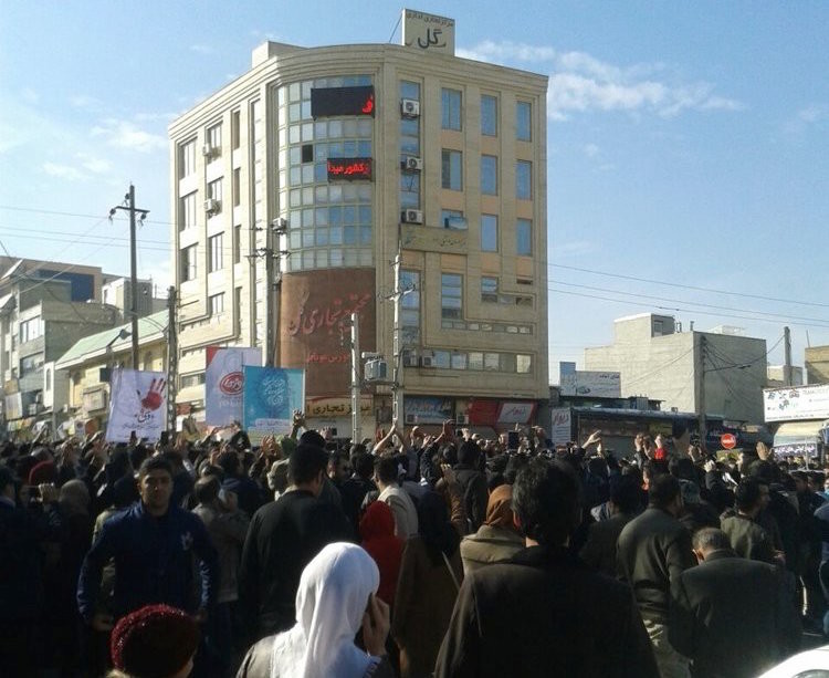 An anti-regime protest in Kermanshah, Iran, on Dec. 29.