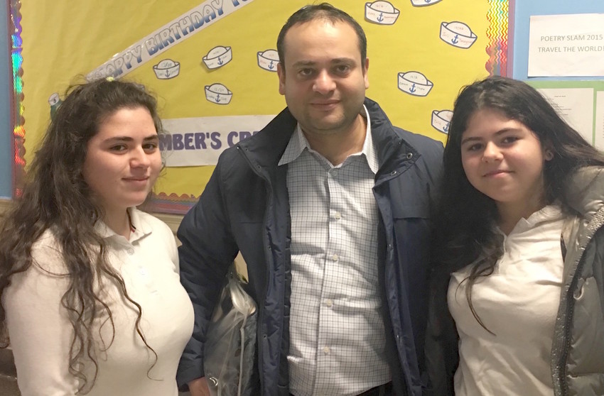 Eli Edery with his daughters Lia (grade 8) and Noy (grade 7).