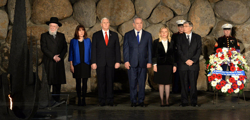 Vice President Mike Pence at the Yad Vashem Holocaust memorial during his trip to Israel.