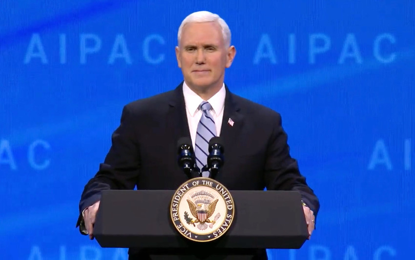 Vice President Mike Pence speaks at the AIPAC Policy Conference on March 5, 2018.