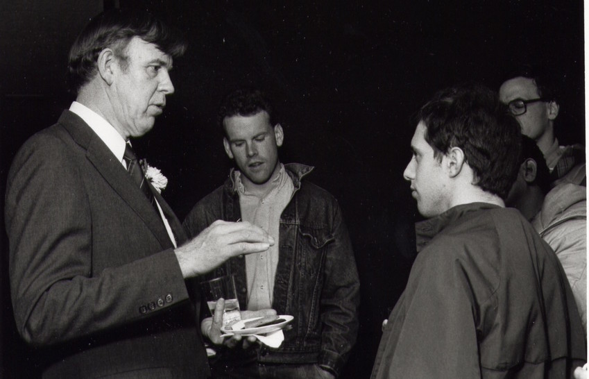 Prof. David S. Wyman with students in 1985.