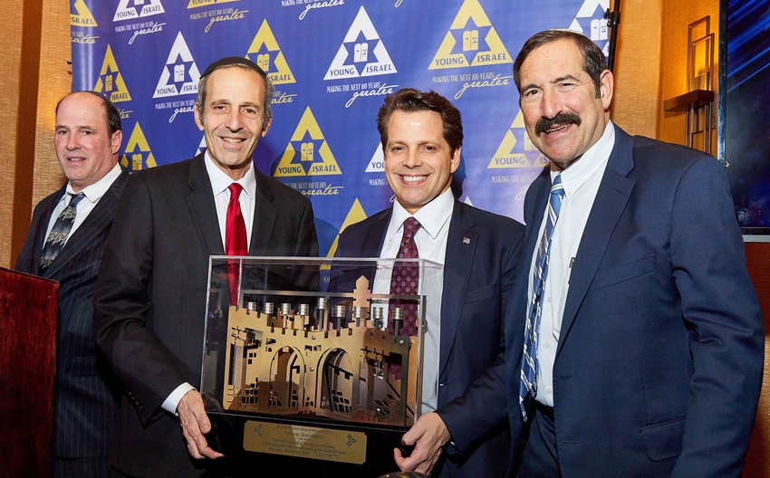 Anthony Scaramucci was presented with The Friend of Zion Award by (from left) NCYI President Farley Weiss, Journal and Dinner Coordinator Judah Rhine, and NCYI First Vice President Dr. Joseph Frager.