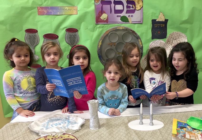 These Hebrew Academy of the Five Towns and Far Rockaway girls are set for their families&rsquo; Seders this Friday and Saturday nights &mdash; but they will certainly have questions! The talmidot from the classes of Morahs Suri Galler and Orly BarZvi are (from left): Emily Reich, Samantha Strenger, Mia Shilian, Heather Schwartz, Kaylee Cohen, Shir Dana, and Olivia Berkowitz.