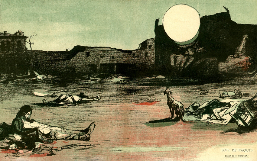 Aftermath of the April 1903 Kishinev massacre, published in L'Assiette au Beurre The Crimes of Tsarism and the massacres of Kishinev/Chisinau.