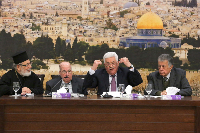 Palestinian President Mahmoud Abbas (Abu Mazen) speaks during a meeting with members of the Central Committee in Ramallah on Jan. 14.
