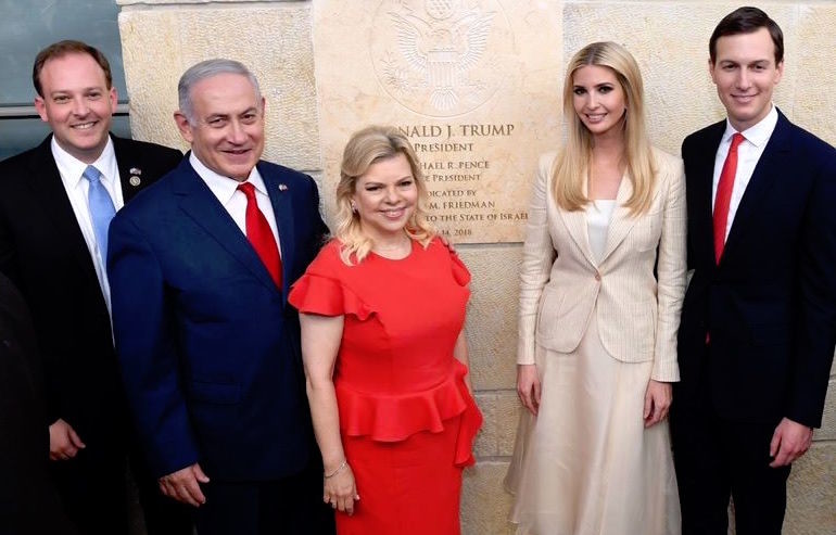 Long Island Rep. Lee Zeldin is pictured at the opening of the U.S. embassy in Jerusalem on May 14 with Prime Minister Benjamin Netanyahu, Sarah Netanyahu, Ivanka Trump, and Jared Kushner.