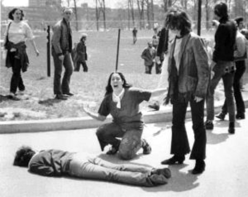 John Filo&rsquo;s Pulitzer Prize-winning photograph of 14-year-old Mary Ann Vecchio kneeling over the body of Jeffrey Miller minutes after he was fatally shot by the Ohio National Guard at Kent State University on May 4, 1970. Three of the four students killed that day were Jewish.