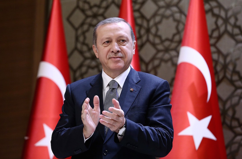 Turkish President Recep Tayyip Erdogan during the 2015 Turkish Academy of Sciences award ceremony at Presidential Complex in Ankara.