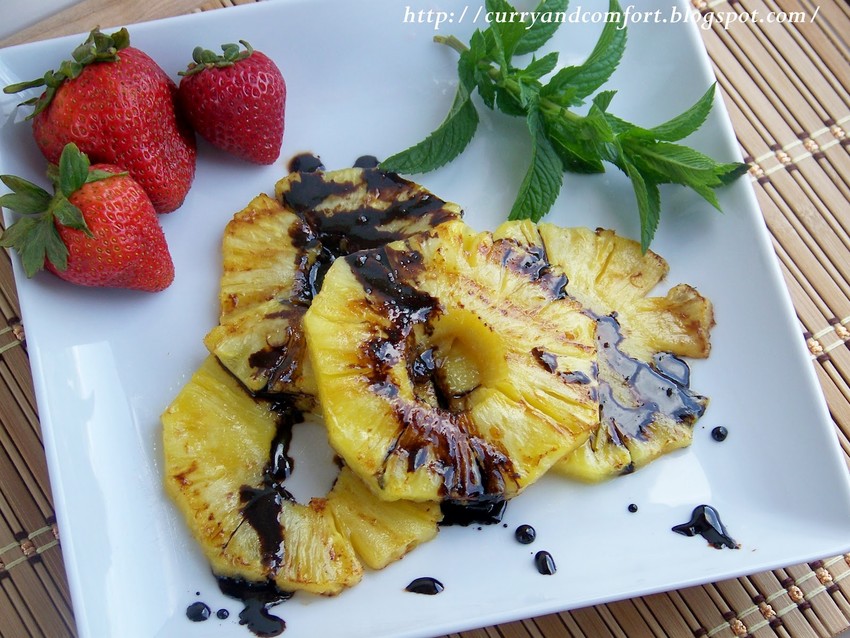 Grilled Pineapple with Brown Sugar Bourbon Glaze.