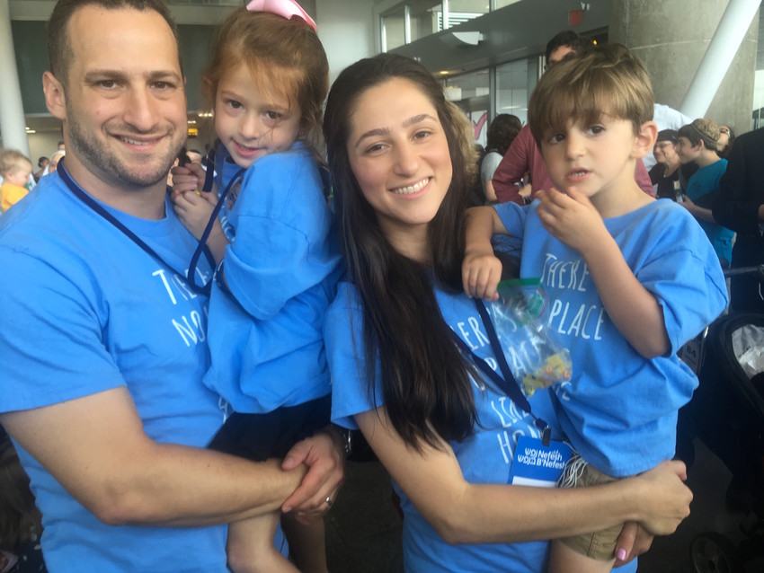From Kew Gardens Hills, Hanna and Shamshy Schlager and their children &mdash;  Azarya, 3, and Adella, 5 &mdash; ready to board Tuesday&rsquo;s aliyah flight.