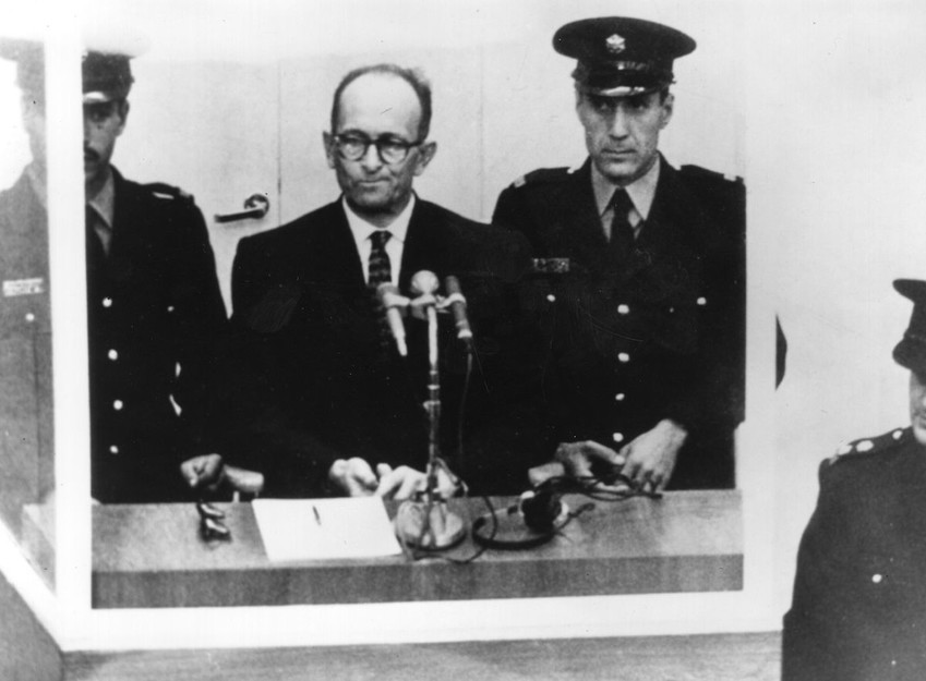 Austrian Nazi war criminal Karl Adolf Eichmann on trial in Jerusalem in 1961.