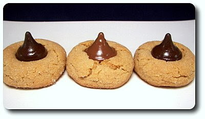 Chocolate kiss peanut butter cookies