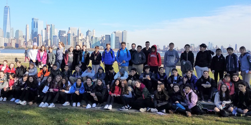 Eighth-graders at HAFTR enhanced their studies of immigration at the beginning of the twentieth century with a class trip to Ellis Island, accompanied by their American History teacher, Rebecca Zweibon.