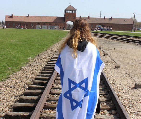 A student from HAFTR at the Auschwitz-Birkenau site in Poland in 2016.