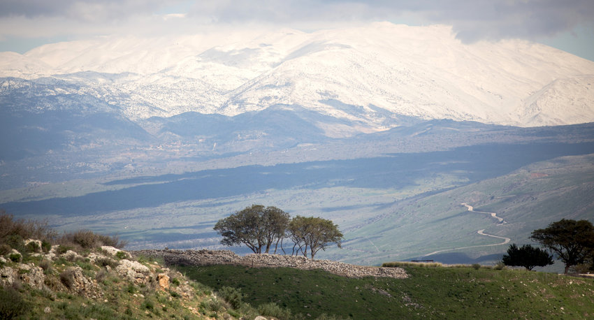 View of the snow covered Mount Hermon in the Golan Heights, northern Israel, on Jan. 18, 2019.