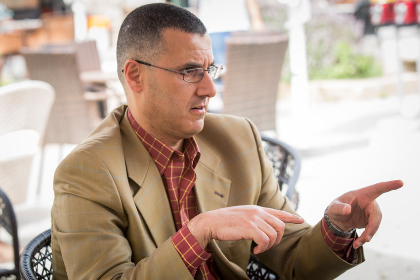 Omar Barghouti speaks about BDS on June 3, 2014 in Acre, Israel.