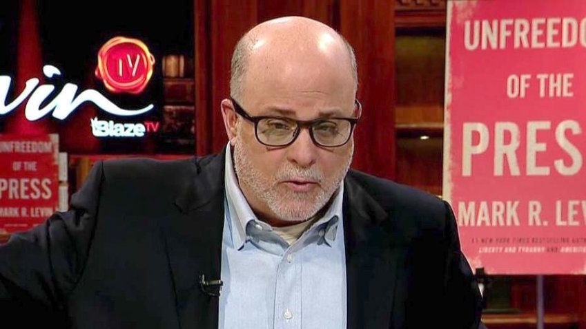 Conservative radio and TV personality Mark  Levin appearing on Fox News.