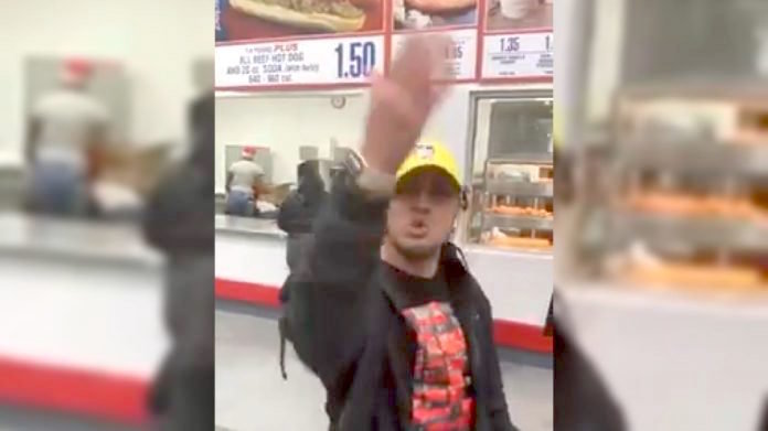 Scene from the video that captures Sunday's anti-Semitic incident at Costco in North Lawrence.