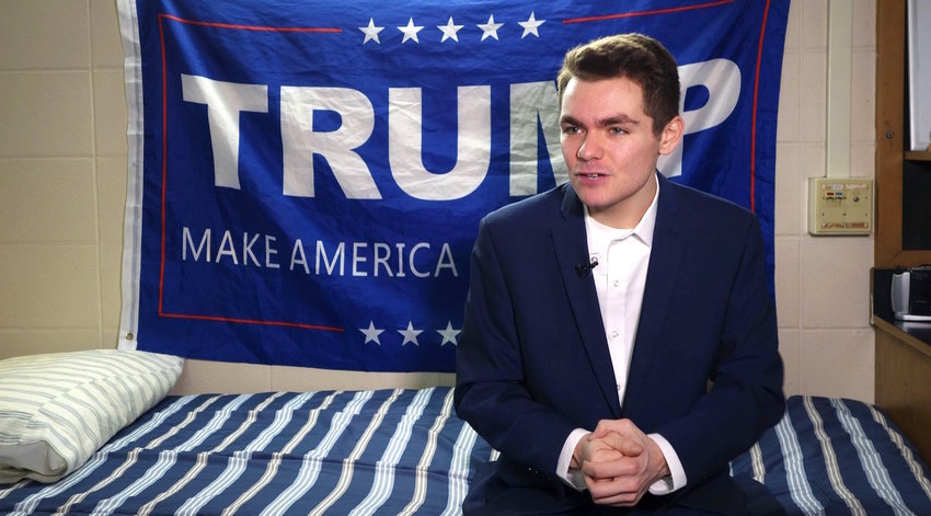 Nick Fuentes during an interview with Agence France-Presse in Boston in 2016.