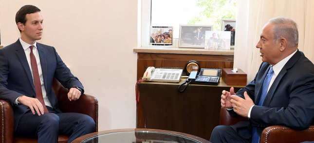 Senior Adviser Jared Kushner meets with Prime Minister Benjamin Netanyahu in Jerusalem on June 22, 2018.