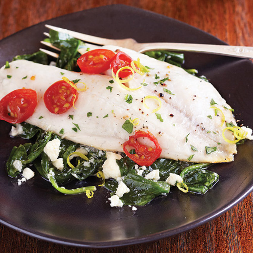 Flounder With Feta and Spinach