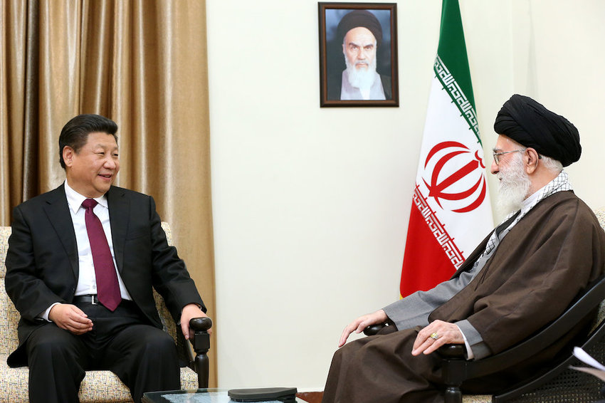 President of China Xi Jinping with Iran&rsquo;s leader, Ayatollah Ali Khamenei, in 2016.