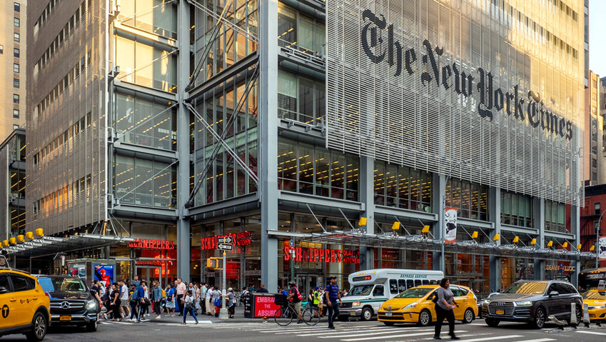 The New York Times building in Midtown Manhattan.