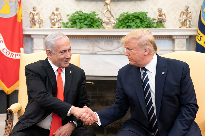 President Donald Trump and Israeli Prime Minister Benjamin Netanyahu during a bilateral meeting at the White House on Jan. 27.
