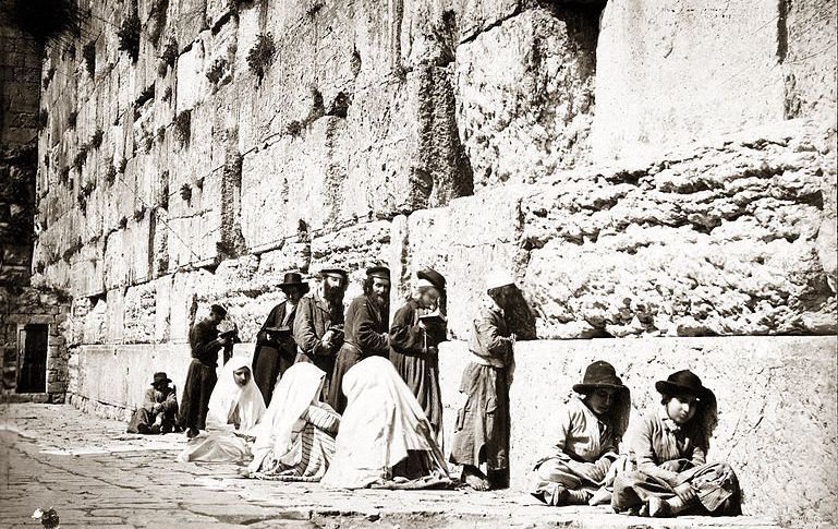 Jews pray at the Kotel, circa 1880. A Jewish link to the holy land was never severed.