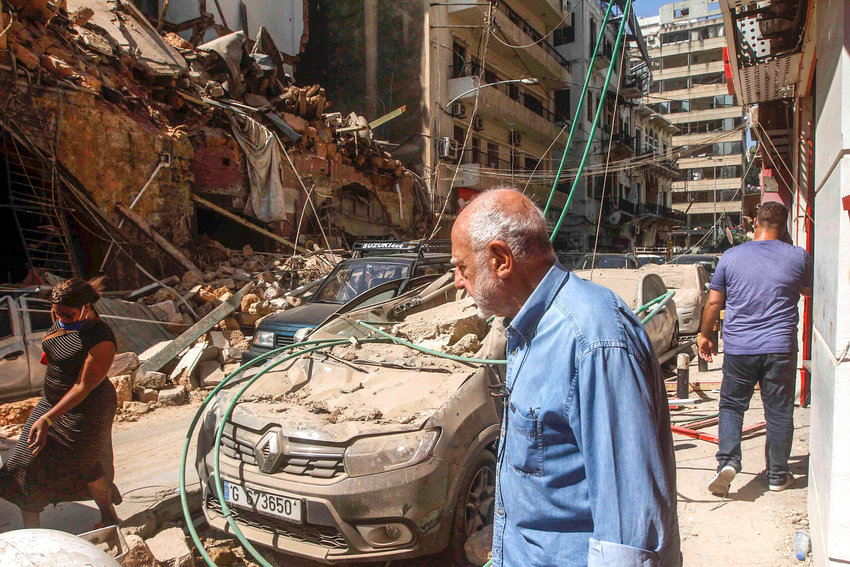 A view of damaged buildings the day after a murderous explosion shook Beirut, Lebanon, on Aug. 4.