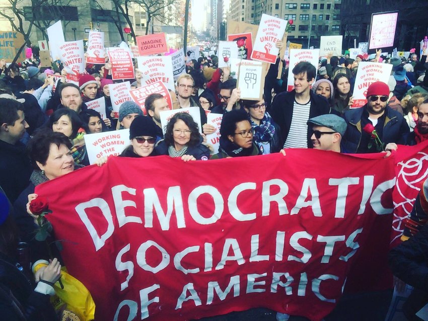 Supporters of the Democratic Socialists of America at a 2017 rally.