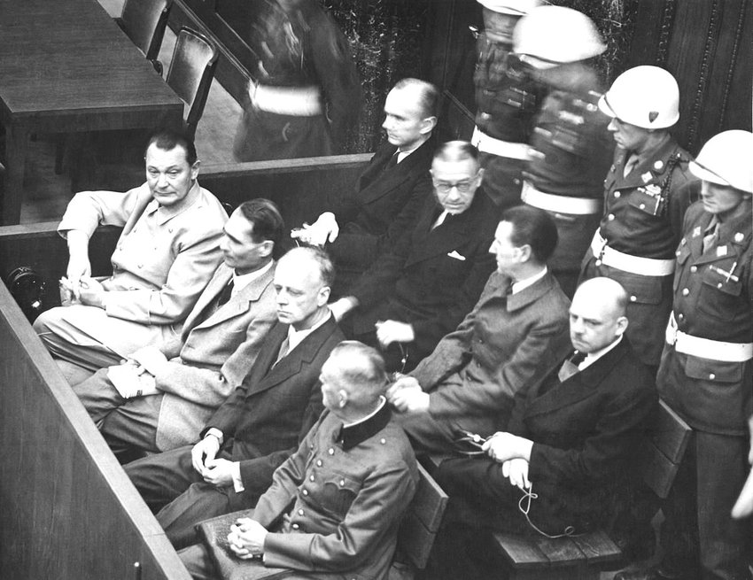 A view of proceedings at the Nuremberg trials.