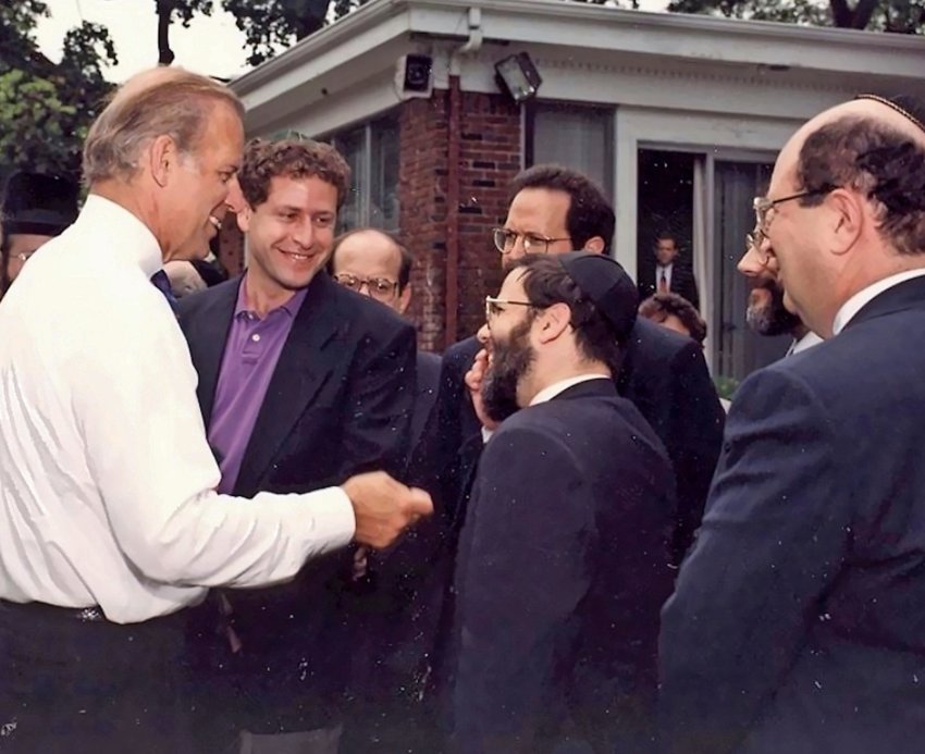 BIDEN IN THE FIVE TOWNS: In 1994, Joe Biden addressed the graduation ceremony of the Yeshiva of South Shore in Hewlett, then attended a fundraiser (above) at the Lawrence home of Martin and Reva Oliner. At the time, Biden, who was inaugurated as America&rsquo;s 46th president on Wednesday, was chairman of the Senate Judiciary Committee.