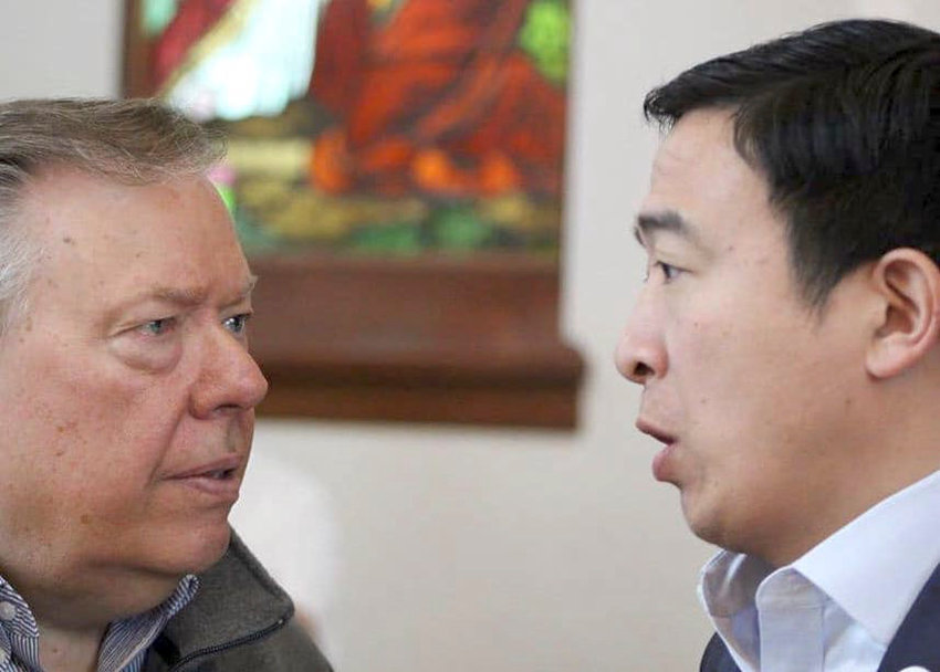 Andrew Yang speaks with Insight on Business podcast host Michael Libbe during his presidential campaign in Iowa.