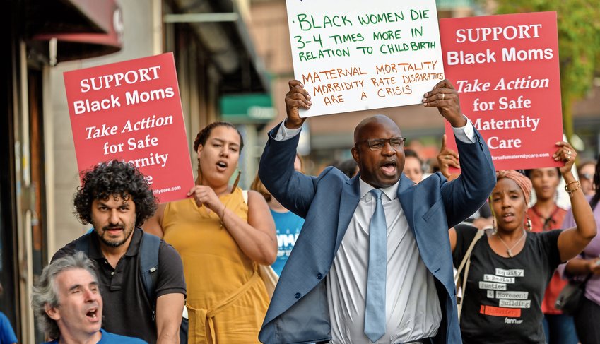 Jamaal Bowman participates in a march last September as part of his successful campaign to unseat Riverdale Rep. Eliot Engel.