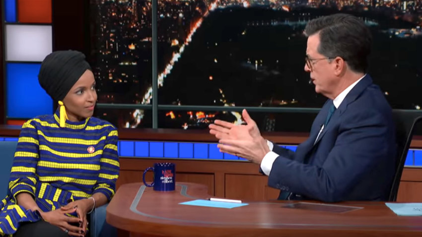 Rep. Ilhan Omar (D-Minn.) on &ldquo;The Late Show with Stephen Colbert.&rdquo;