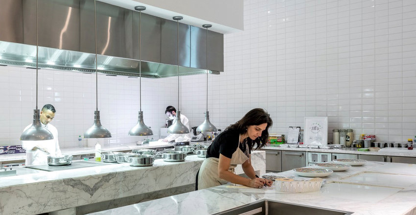 Chef Elli Kriel at work in her kosher kitchen in the United Arab Emirates.
