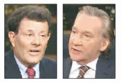 Nicholas Kristof and Bill Maher on HBO&rsquo;S &ldquo;Real Time&rdquo; last Friday.
