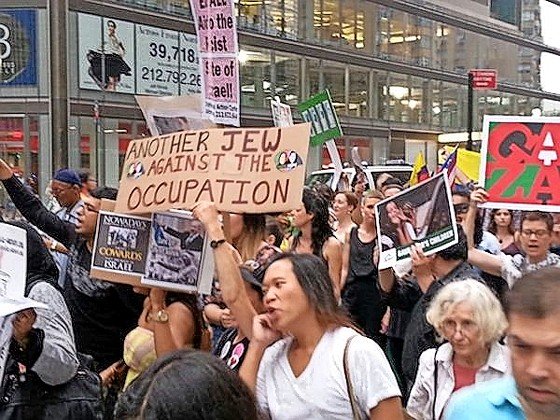 Jewish anti-Zionists join an anti-Israel demonstration.