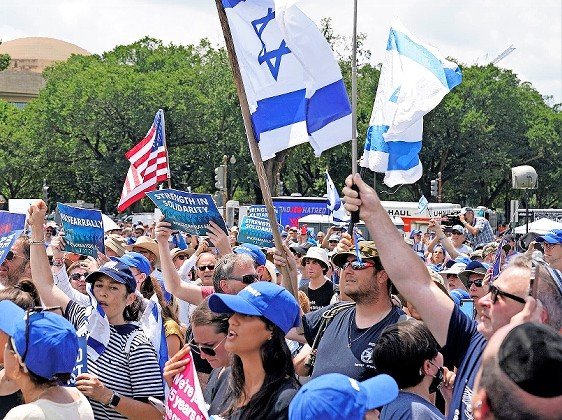 Spectators at the &ldquo;No Fear: A Rally in Solidarity With the Jewish People&rdquo; at the National Mall in Washington on July 11.