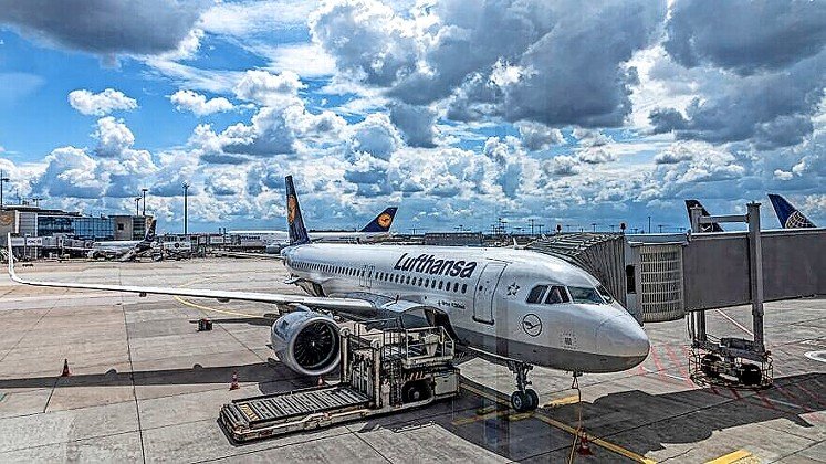 Lufthansa aircraft ready for boarding At Frankfurt Airport on June 8.